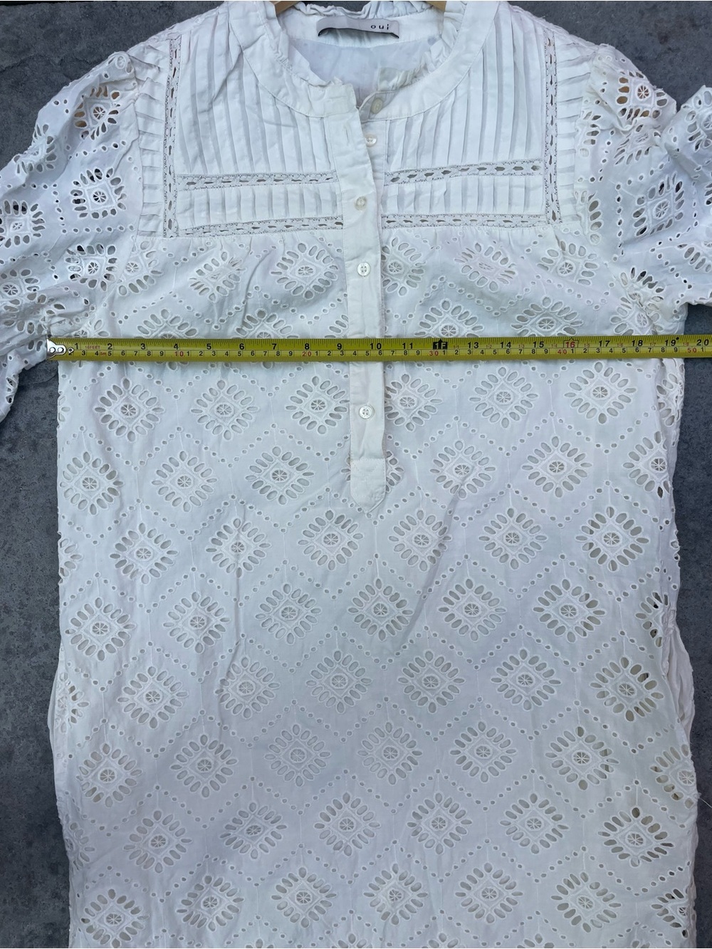OUI Eyelet Embroidered Cotton Tunic Dress | White cream - Picture 9 of 10